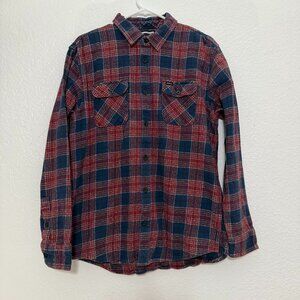 RVCA Button Down, heavy flannel, Shirt, Blue & Red, size Large. In Good conditio